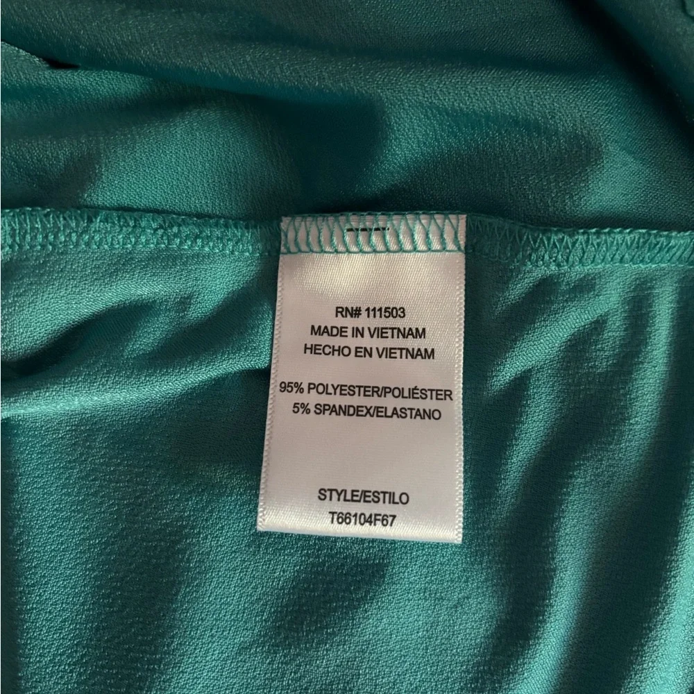 AUW Teal Wrap-Style Short Sleeve Blouse - Picture 5 of 5